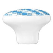 Bouton De Porte En Céramique arrière - plan Bleu-blanc de carrés (Côté)