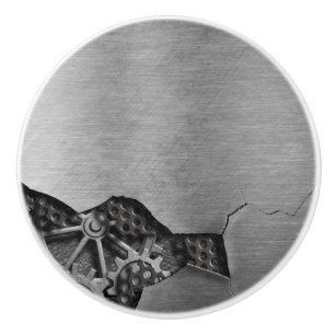 Bouton De Porte En Céramique Arrière - plan en métal avec des dommages