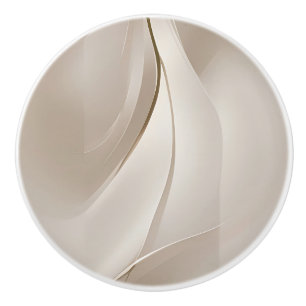 Bouton De Porte En Céramique Art Abstrait Beige