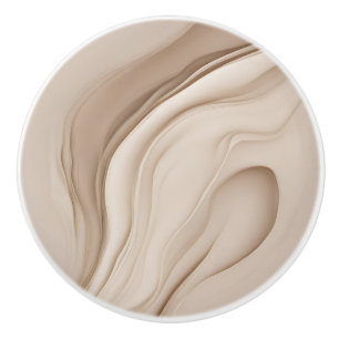 Bouton De Porte En Céramique Art Abstrait Faux Relief Beige