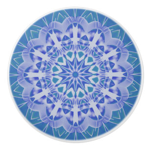 Bouton De Porte En Céramique Art abstrait mandala en céramique bleu sarcelle pe