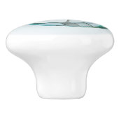 Bouton De Porte En Céramique Art Abstrait moderne Fractal Bleu Turquoise Gris (Côté)