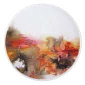 Bouton De Porte En Céramique Art Abstrait rouge Brown orange blanc (Devant)