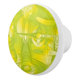 Bouton De Porte En Céramique Art déco jaune et vert