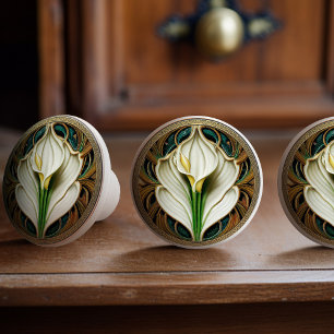 Bouton De Porte En Céramique Art Déco Lilly Art Nouveau