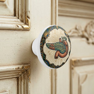 Bouton De Porte En Céramique Art Déco Pancréas Anatomique Diabète 