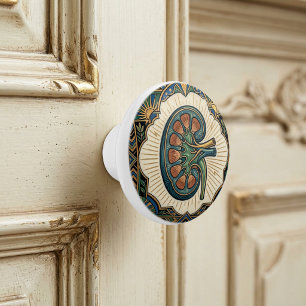 Bouton De Porte En Céramique Art Déco Rein Anatomique Néphrologie