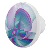 Bouton De Porte En Céramique Art Fractal Abstrait rose bleu turquoise (Droite)