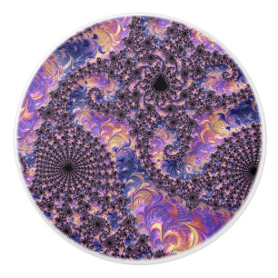 Bouton De Porte En Céramique Art fractal coloré ton joyau trippy groovy bohème