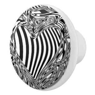 Bouton De Porte En Céramique Art géométrique noir et blanc 12