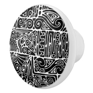 Bouton De Porte En Céramique Art géométrique noir et blanc 2