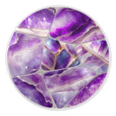 Bouton De Porte En Céramique Art mosaïque - Améthyste et perle (Devant)