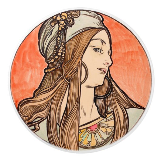 Bouton De Porte En Céramique Art Nouveau (Devant)