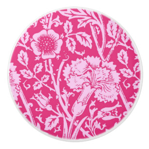 Bouton De Porte En Céramique Art Nouveau Carnation Damask, Fuchsia rose