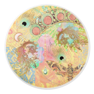 Bouton De Porte En Céramique Art vintage bohème unique hippie pastel whimsica