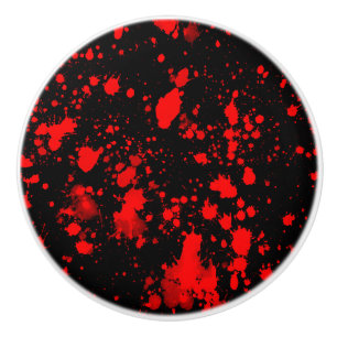Bouton De Porte En Céramique Artistic Éclaboussure de peinture noire rouge colo
