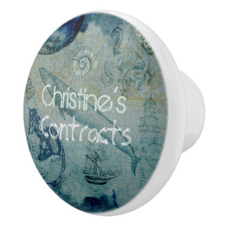 Bouton De Porte En Céramique Artsy bleu sable vert couleur côtière personnalisé