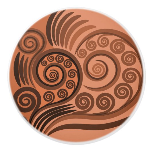 Bouton De Porte En Céramique Artsy Orange Curly Swirls Ceramic Knob (Devant)