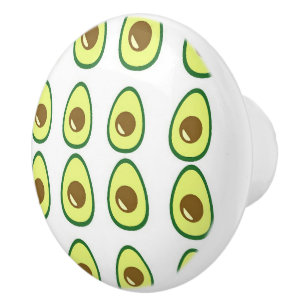 Bouton De Porte En Céramique Avocat vert tranché sur blanc