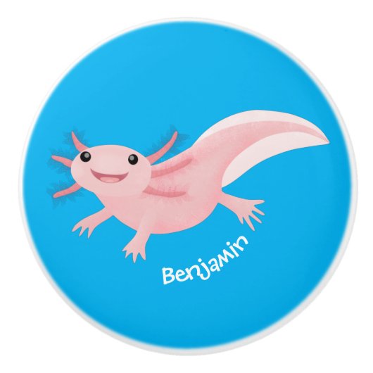 Bouton De Porte En Céramique axolotl rose pâle (Devant)
