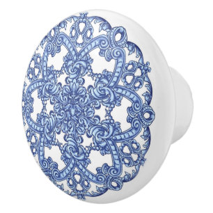 Bouton De Porte En Céramique Azulejos aquarelle bleu portugais Capri Maiolica
