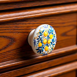 Bouton De Porte En Céramique 💙 💛 Azulejos Lemon Bouquet