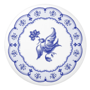 Bouton De Porte En Céramique Azulejos portugais à l'aquarelle Oiseau bleu de De