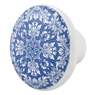 Bouton De Porte En Céramique Azulejos portugais bleus de Maiolica Capri aquarel