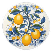 Bouton De Porte En Céramique 💙 💛 Azulejos Vine citron (Devant)