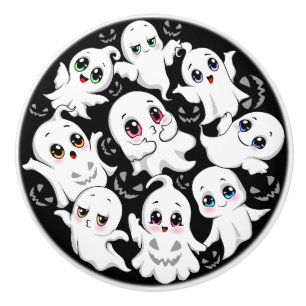 Bouton De Porte En Céramique Baby Ghosts Éffrayant mignon Halloween humeur