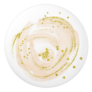 Bouton De Porte En Céramique Bac à tiroirs en céramique Gold Rose Bud