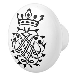 Bouton De Porte En Céramique Bach Insigna, Sceau, Seal, Crest, Monogram