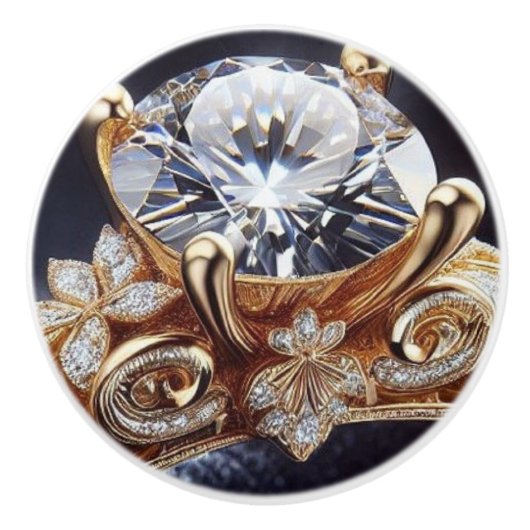 Bouton De Porte En Céramique Bague diamant or (Devant)