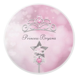 Bouton De Porte En Céramique Baguette magique rose princesse & Commode de chamb