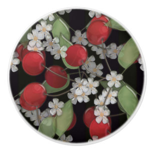 Bouton De Porte En Céramique Baies rouges