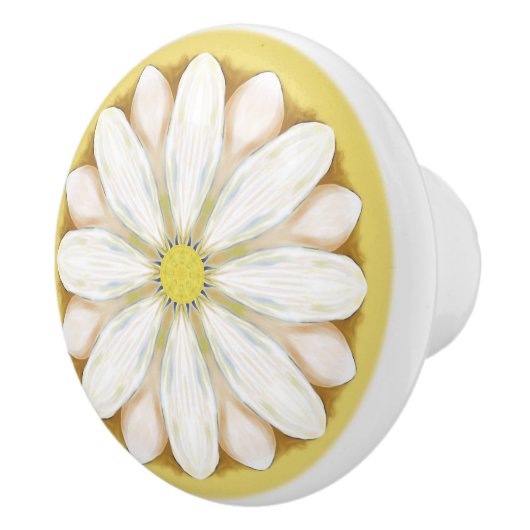 Bouton De Porte En Céramique Baise blanche sur jaune or (Droite)