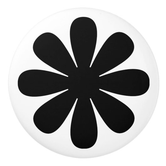 Bouton De Porte En Céramique Baisée noire rétro (Devant)