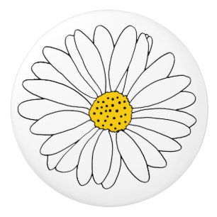 Bouton De Porte En Céramique Baisson jaune et blanc
