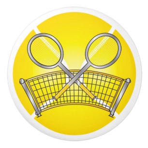 Bouton De Porte En Céramique Bal de tennis avec Net et raquettes