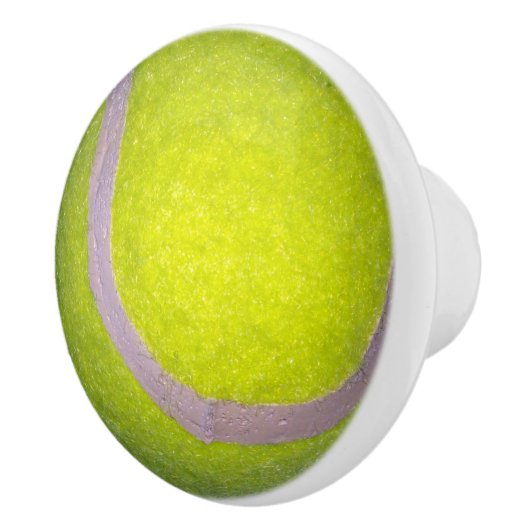 Bouton De Porte En Céramique Bal De Tennis Jaune, Ceramic Draw Knob. (Droite)