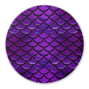 Bouton De Porte En Céramique Balances de sirènes bleues et violettes