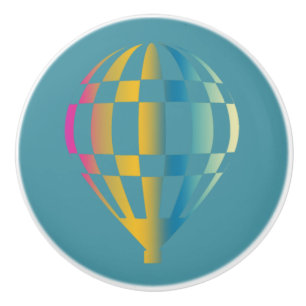 Bouton De Porte En Céramique Ballon à Air Chaud Bleu