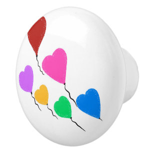Bouton De Porte En Céramique Ballons rouges roses violets verts cœur