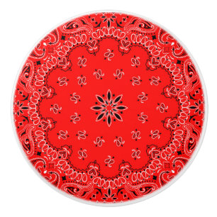 Bouton De Porte En Céramique Bandana rouge