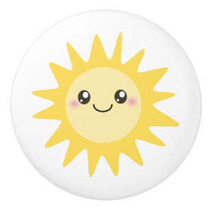 Bouton De Porte En Céramique Bande dessinée heureuse mignonne de Sun - décor