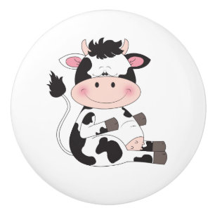 Bouton De Porte En Céramique Bande dessinée mignonne de vache