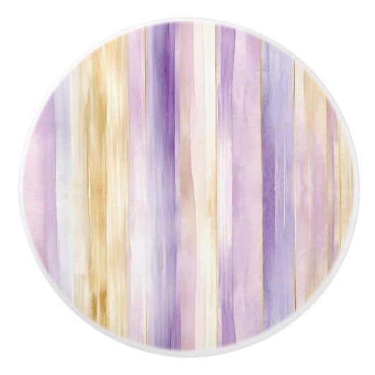 Bouton De Porte En Céramique Bandes d'or violet (Devant)