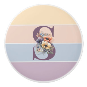 Bouton De Porte En Céramique Bandes pastel minimalistes avec aquarelles