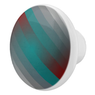 Bouton De Porte En Céramique Bandes turquoises de gris bordeaux