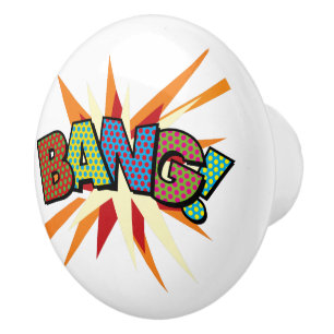 Bouton De Porte En Céramique BANG Amusement Rétro Bande Dessinée Pop Art